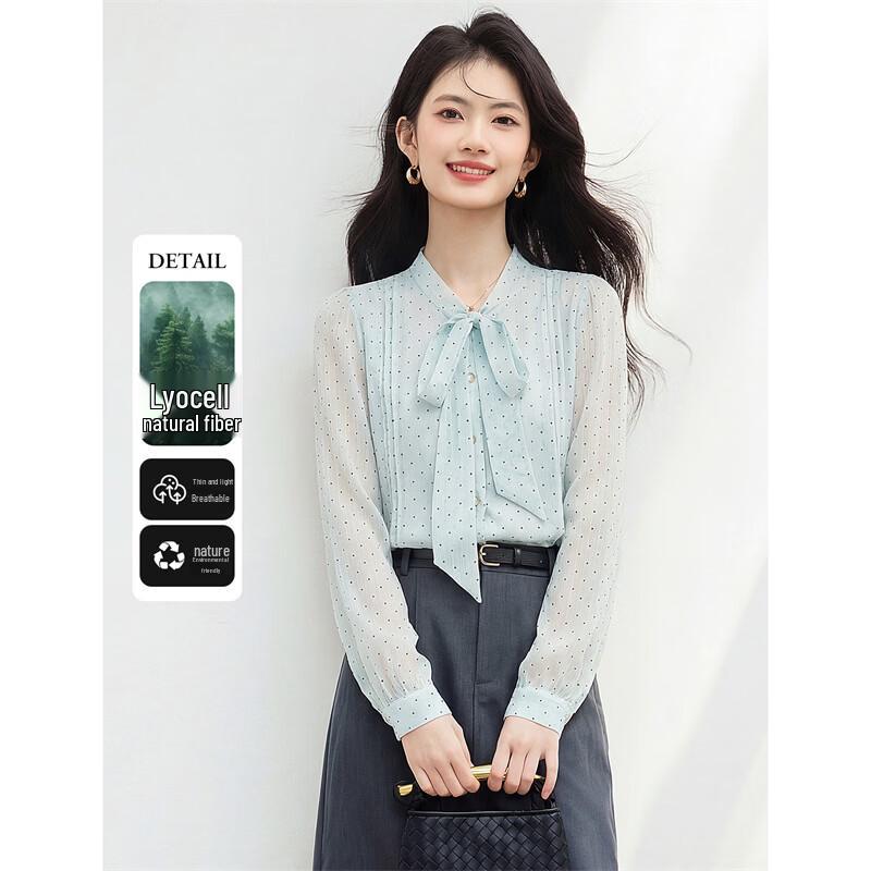 Women s Elegant Polka Dot Lyocell Blend Shirt XL