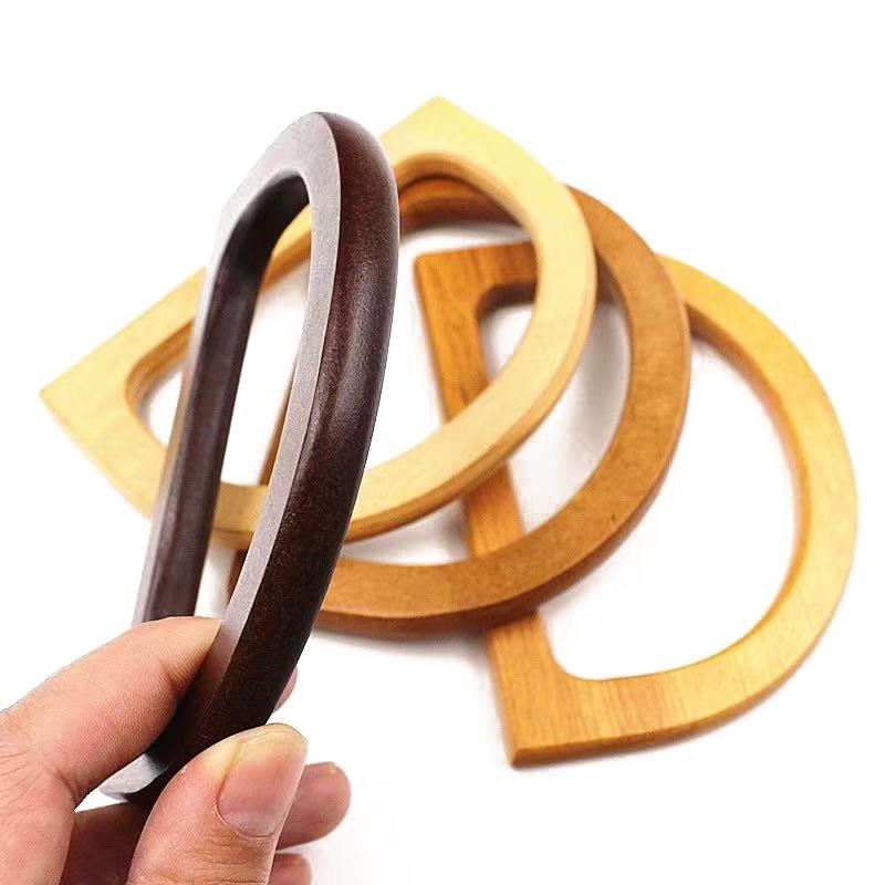 Eco-Friendly Natural Wood D-Shaped Bag Handle 1Pcs Half Circle Replacement for Crochet Shoulder Bag DIY Sewing Project