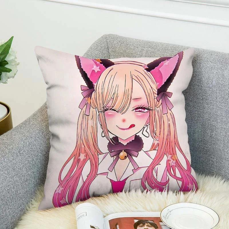 Pilow Cases Kitagawa Marin Couple Pillow Pillowcases 50X50 Decorative Pillows For Sofa Car Decoration Cushion Cover Luxury Anime