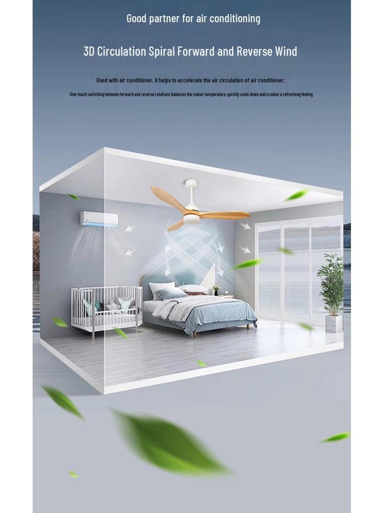American Retro Ceiling Fan Light with Solid Wood Blades - Industrial Style LED for Restaurants