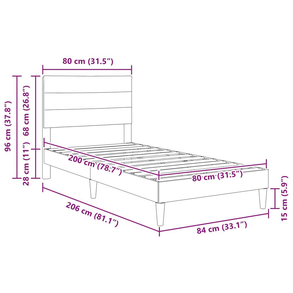 Bed Frame with Headboard Dark Green 31.5 x 78.7 (80 x 200 cm) Fabric