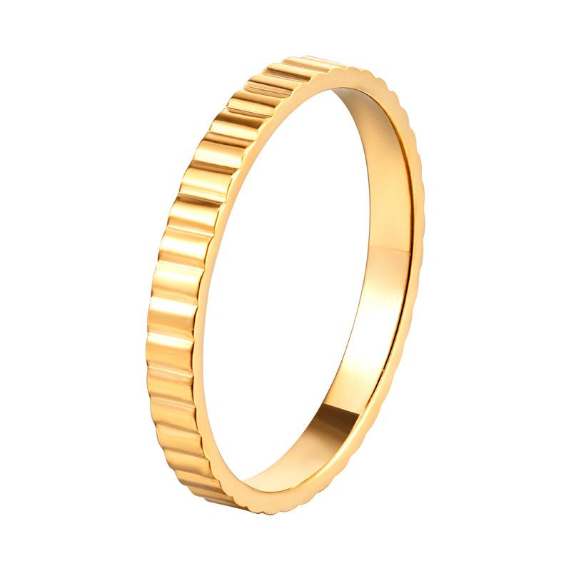 ING Retro Ring Simple Light Luxury Niche Design Gear Ring Striped Female Titanium Steel
