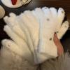 White Soft Plush Gloves Women Winter Warm Coral Fleece  Gloves Girls Korean Full Finger Thicken Furry Glove Mittens