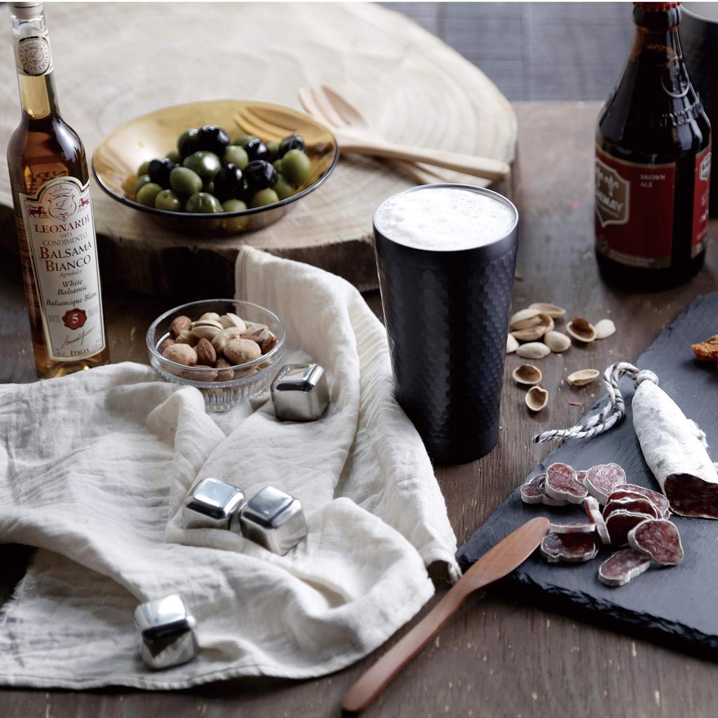 Dolce Duo Ice Cubes Stainless Steel Ice Ice Vacuum Insulated Thermo Tumbler Beer Cup 350ml 3 Cubes Birthday Gift Set Present Silver Non-Melting &