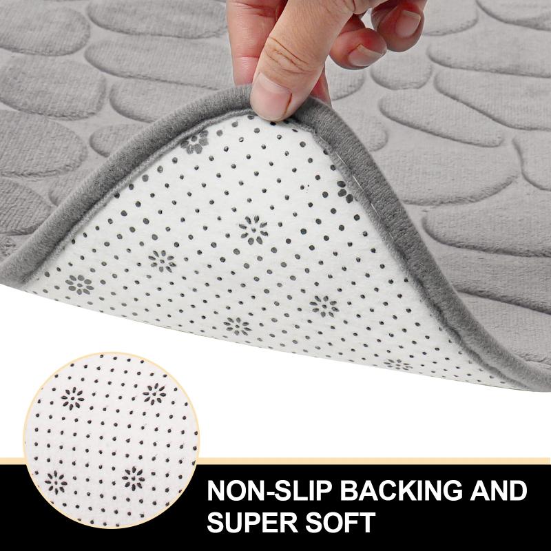 Tapis de Salle de Bain 21 pièces Tapis Courbe pour Pieds Tapis Gaufré Galets Tapis de Bain Courbé Antidérapant Absorbant Tapis de Sol de Salle de Bain Tapis de Toilettes Tapis de Douche Courbe