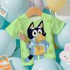 Sommer Kinder T-Shirt Mode Cartoon Anime Bluey Grafik 3D Druck Kinder Kurzarm T-Shirt Locker Lässig Outdoor Jungen und Mädchen T-Shirts Tops