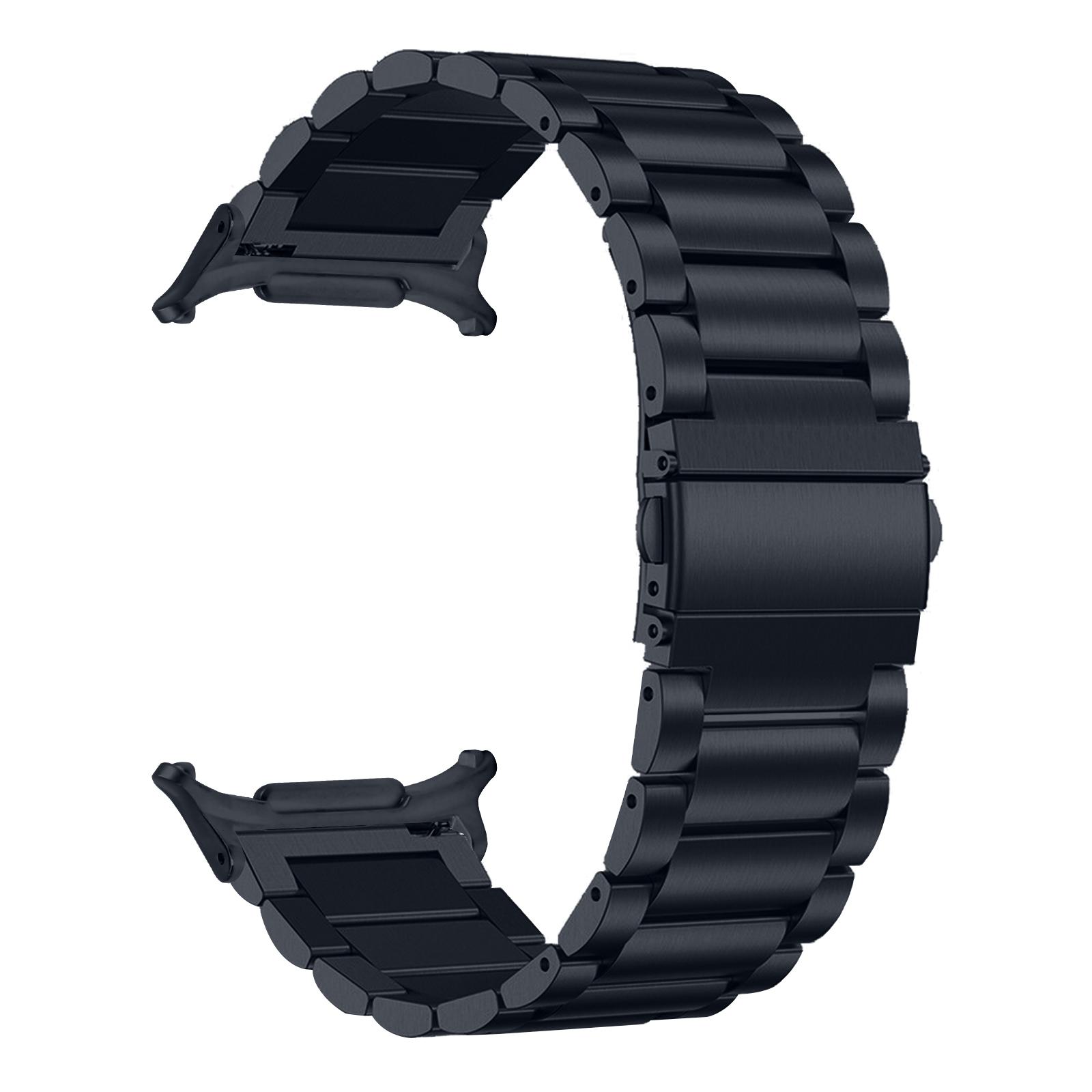 

Watch Band for Samsung Galaxy Watch8 44mm/40mm/Watch8 Classic 46mm 3-Bead Metal Strap,Dark Grey A