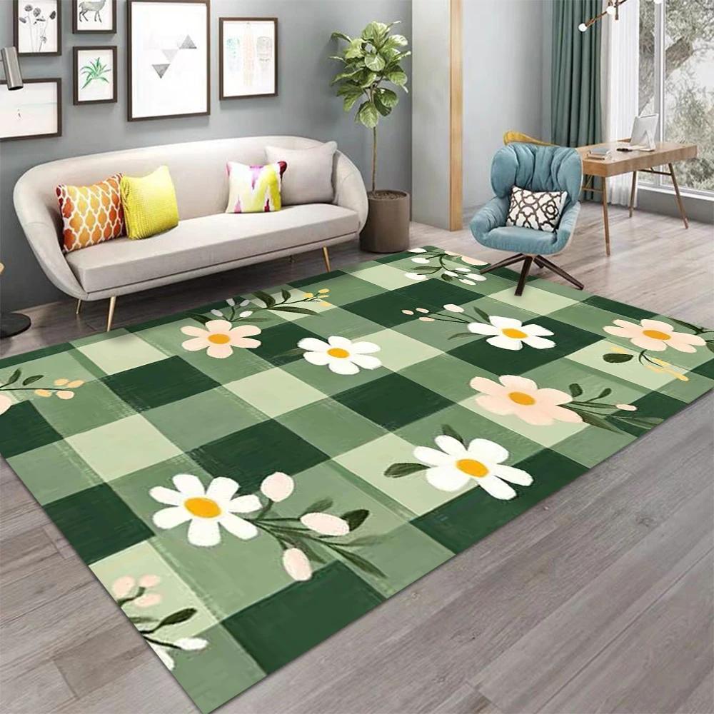 Blumenmuster Fußmatten Teppiche für Wohnzimmer Nordischer Stil Schlafzimmer Wohnzimmer Fußmatte Zuhause Balkon Rutschfest Alfombra