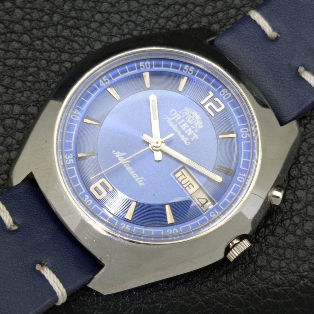 JAPAN VINTAGE ORIENT AUTOMATIC 46941 MENS BLUE COLOR DIAL WATCH A500709-5 R154-a500709