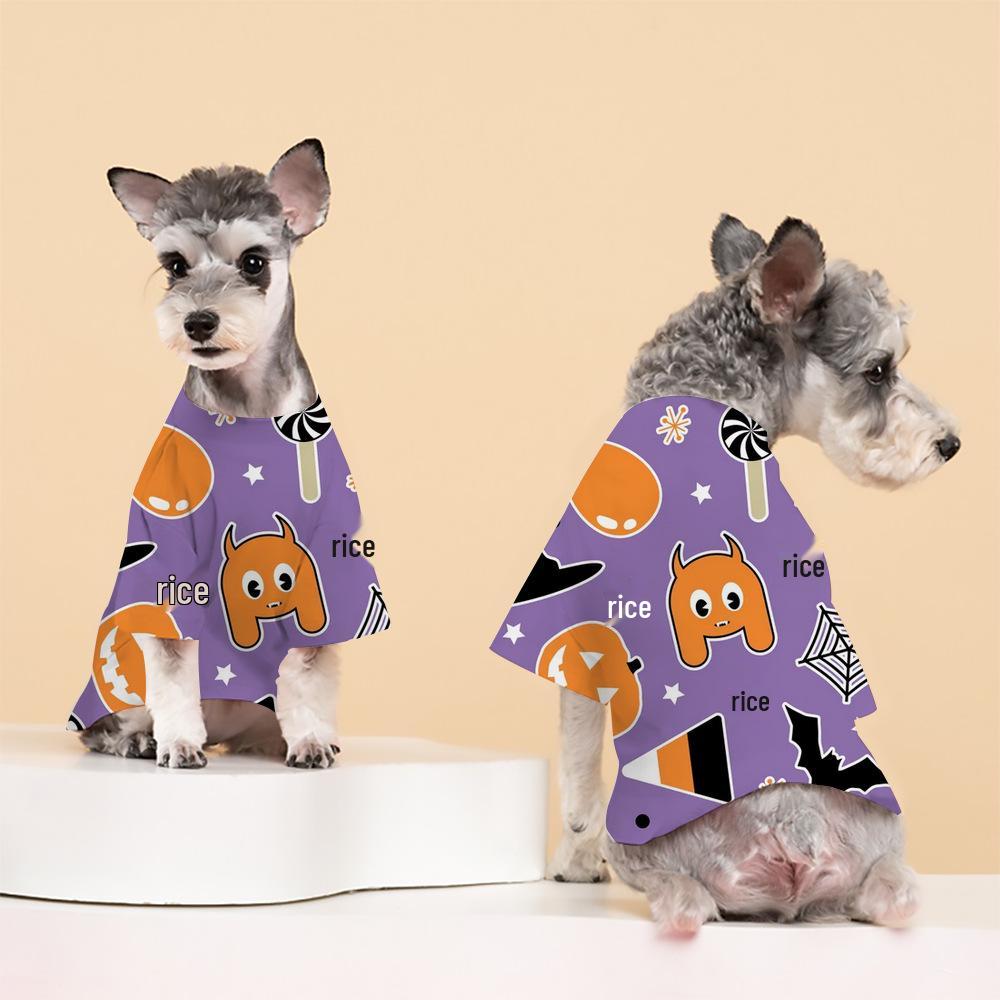 Cross-border Halloween Print Pet T-shirt for Small/Medium Dogs & Cats - Spring/Autumn Two-legged Casual Wear