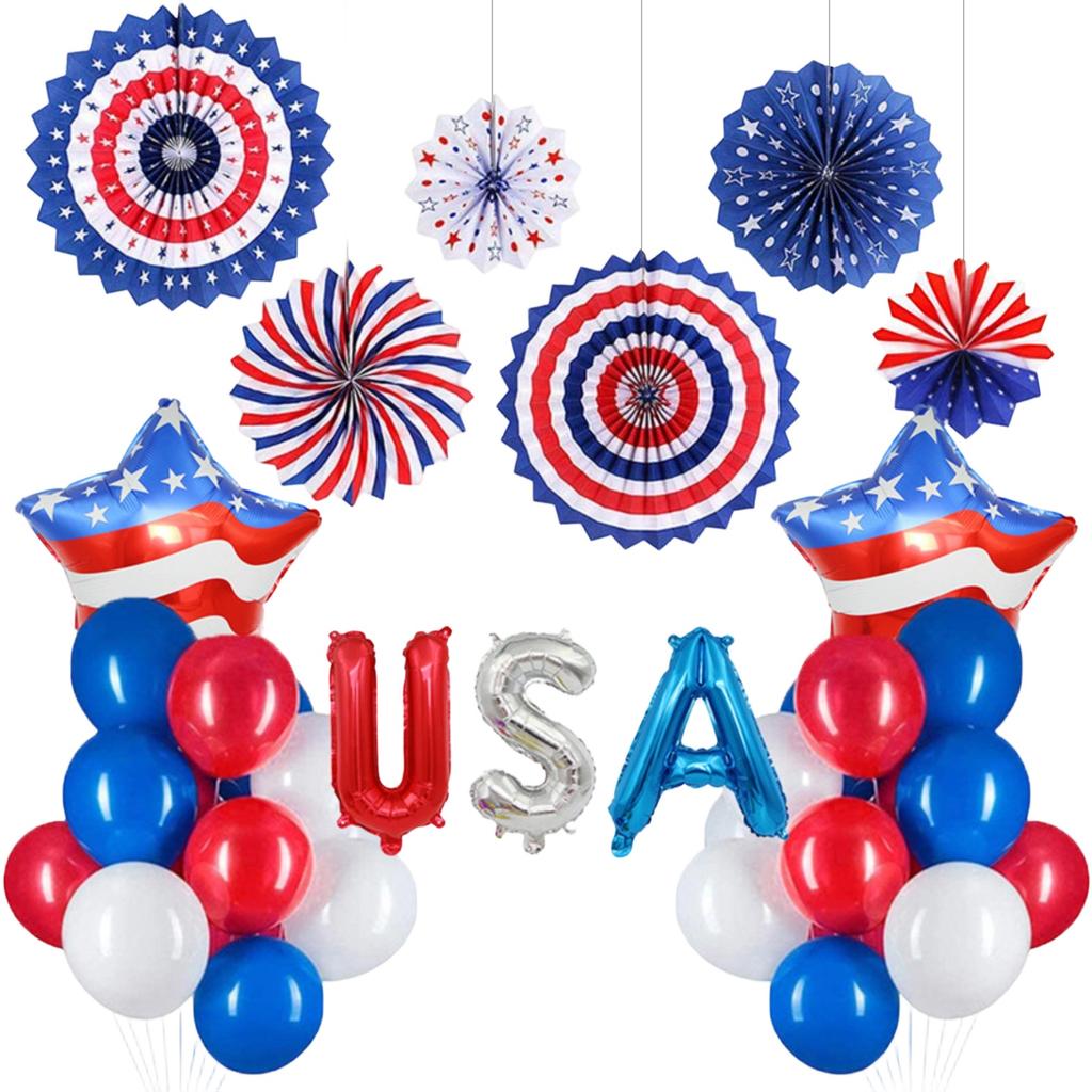 American Independence Day Decoration Set Party Decoration Paper Fan Flower Set