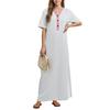 Women's Nightgown Home Clothes Short Sleeve Nightgown With Pockets Long Dress