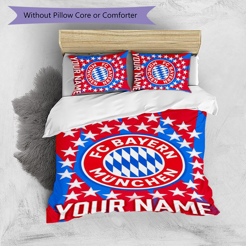 3pcs Custom Name Bayern Munich logo Bedding Set Duvet Cover Closure Includes 1 Duvet Cover&2 Pillowcases for All Seasons Bedroom Decor