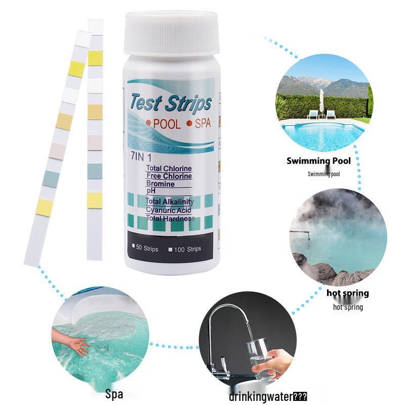 7-in-1 Pool Test Strips: pH, Free Chlorine & Water Quality Checker