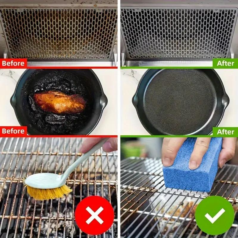 6Pcs BBQ Cleaning Sponges - Heat Resistant Non-Scratch For Gas Charcoal Grills, Outdoor Kitchen Cleaning Tool