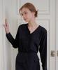 BIBYSEOB V-Neck Frill Shirt Black [T41]