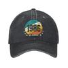 Unisex Women Vintage 1986 Birthday Year 40 years old  Print Hat Classic Distressed Washed  Baseball Cap Adjustable