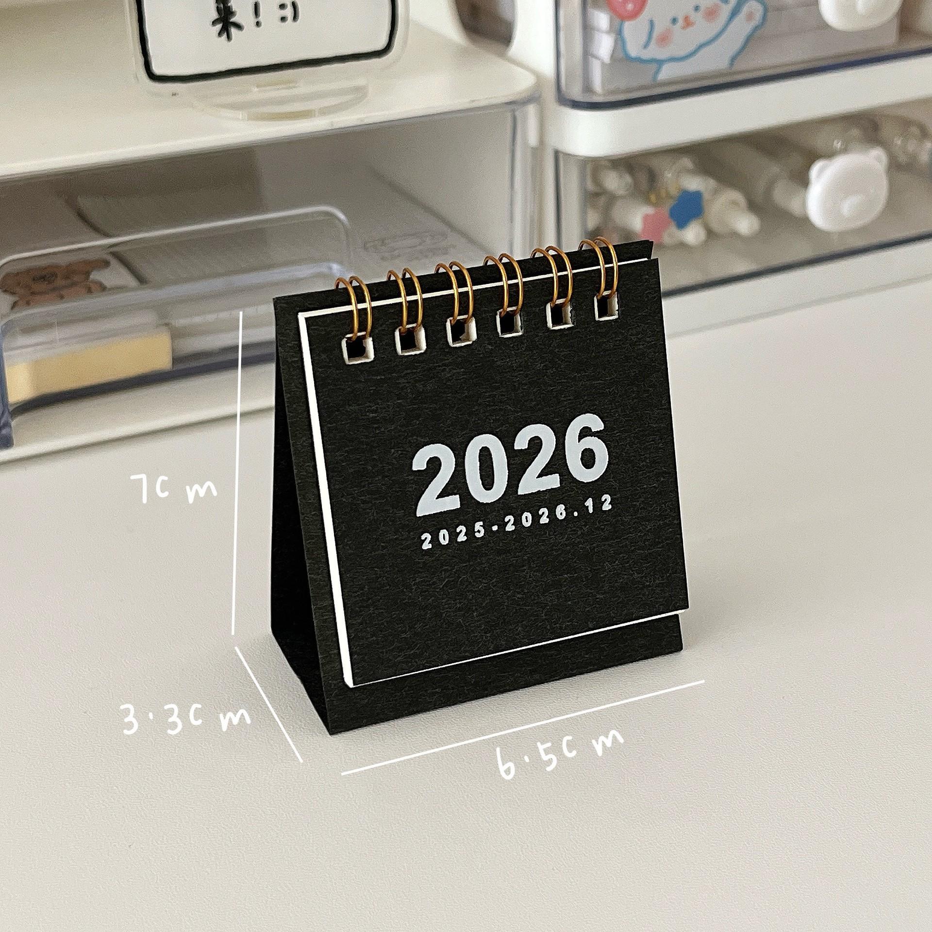 

2026 Mini Simple Desk Calendar - Creative Spiral-Bound Calendar for Desktop Decoration & Office Stationery