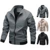 Yousheng Men Jacket Lapel Long Sleeve Zipper Placket Jacket Coat with Pockets Plaid Print Loose Fit Casual Outwear