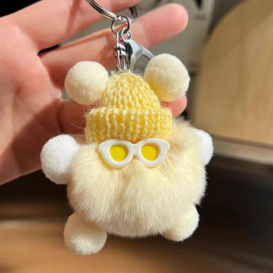 Yousheng Keychain Plush Rabbit Fur Cartoon Doll Shape Bag Charm Car Keychain Decorative Accessory Emotional Support Gift