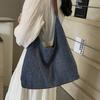 IELGY Large-Capacity Bag Female 2024 New Style Commuter Canvas Denim Tote Bag College Student Class Bag Armpit Order S