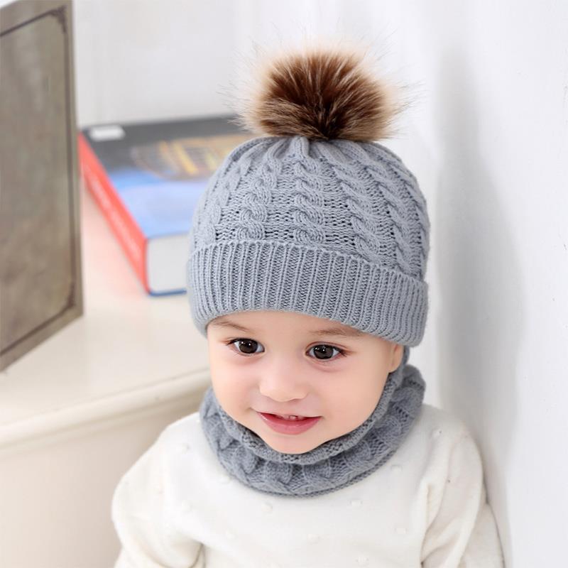 Double Fur Beanie Wool Hats Scarves 
