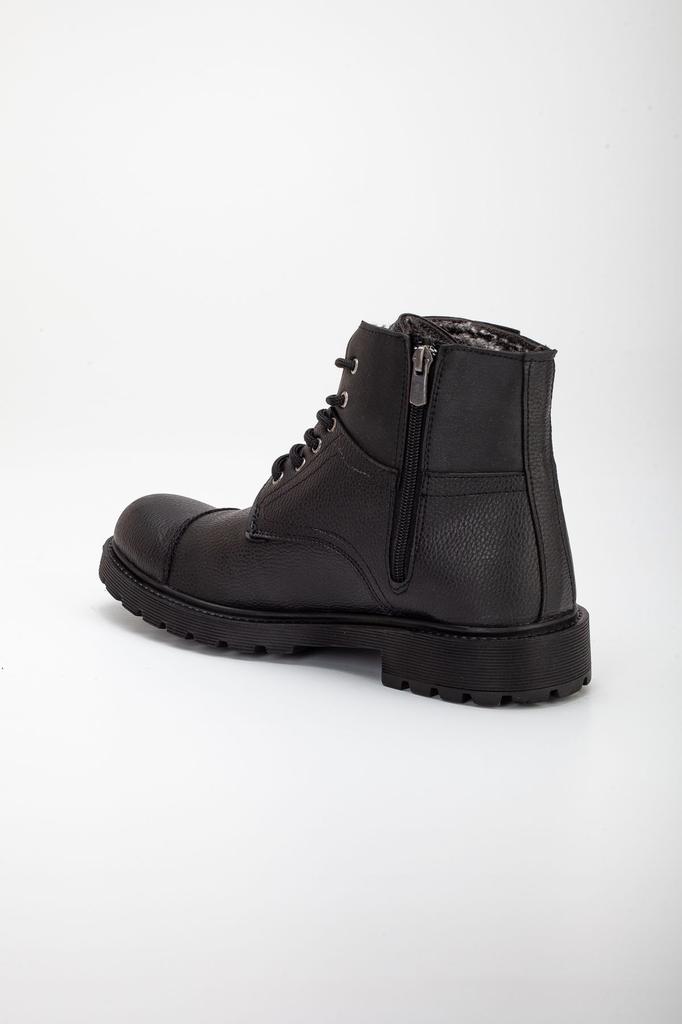 Men's Fashion Waterproof Thick Heeled Booties Bootie Black Daily Cold and Waterproof Comfortable Boots with Fur Inside