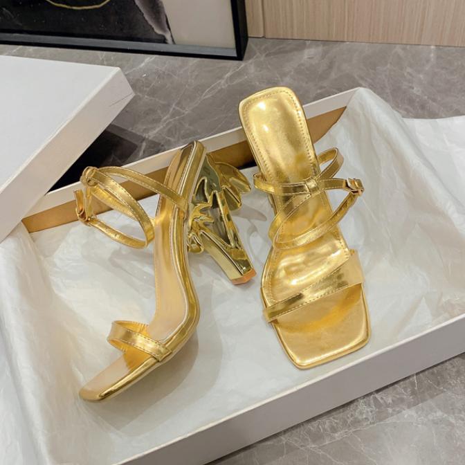 Fashion Sexy Open Toe Ankle buckle Strap Sandals Women Fashion Square Head Strange style High Heeled club Party Shoes Sandalias
