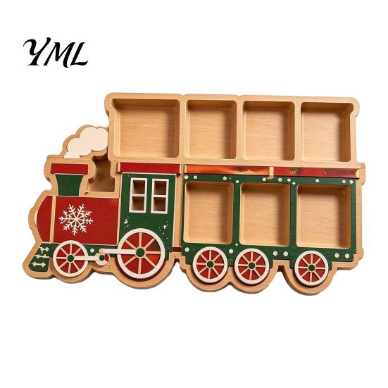 Durable Christmas Food Tray Tree Serving Platter, Wooden Snack for Holiday Parties, Multi-Compartment Display Festive Fruit Dish with Compartments