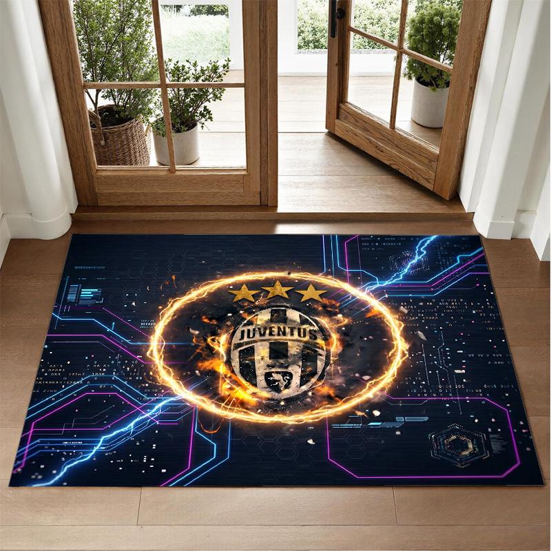 Juventus FC Design Crystal Velvet Rug Soft Decorative Mat for Bedroom Entrance