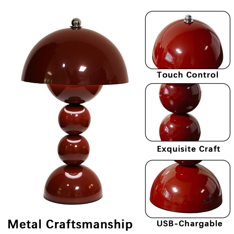 Retro Mushroom Gourd Touch Table Lamp, USB 3‑Color Ambient Night Light, Desktop Decor Gift Lamp for Bedroom, 3 Colors Available