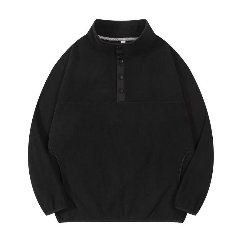 

Действительно легко носить! 300G Тяжелый Полярный Флис Цветовая Блокировка На Молнии Верхняя Одежда Зимний Свободный Толстый Теплый Худи Black-Half Open Neck Sweatshirt XL