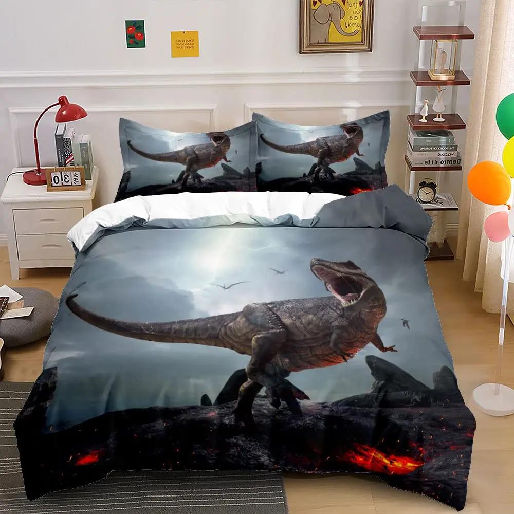 Comforter Dinosaur For Kids Toddler Cartoon Dino Bedding Set Cute Dinosaur Pattern Polyester Comforter King Size