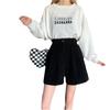 Women's High-Waisted A-Line Corduroy Shorts with Long Boots - Slimming Outerwear for Autumn/Winter, Petite Fit