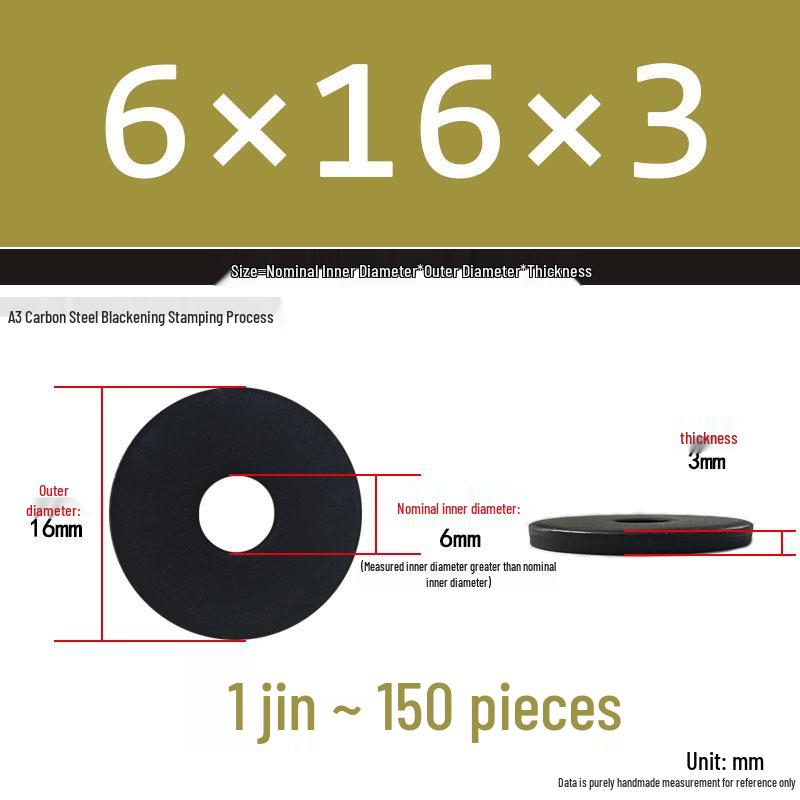 Thickened Black Flat Washer: Enhanced Round Metal Spacer for Home Use