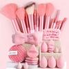 33Pcs 35Pcs Makeup Brush Set with Face Wash Sponge, Cosmetic Tools Kit Multifunctional Foundation Blending Brush Set