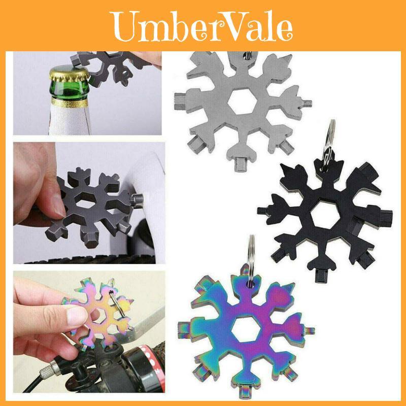 Stainless Steel 18 In 1 Snowflake Multi Tool With Compact Design And Key Chain Included