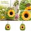 Resin Woven Pattern Birdhouse with Sunflower Entrance Hanging Decorative Outdoor Bird Nest for Garden Yard Patio Tree Branch