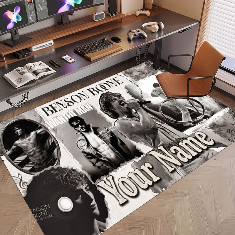 Custom Name Crystal Velvet Rug,Benson Boone Comfortable Anti Slip Floor Mat For Room Decoration
