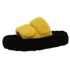 Thick-bottomed fluffy slippers for women's outer wear, one-word velvet to keep warm and increase height, autumn and winter 2025 new mink wool cotton s