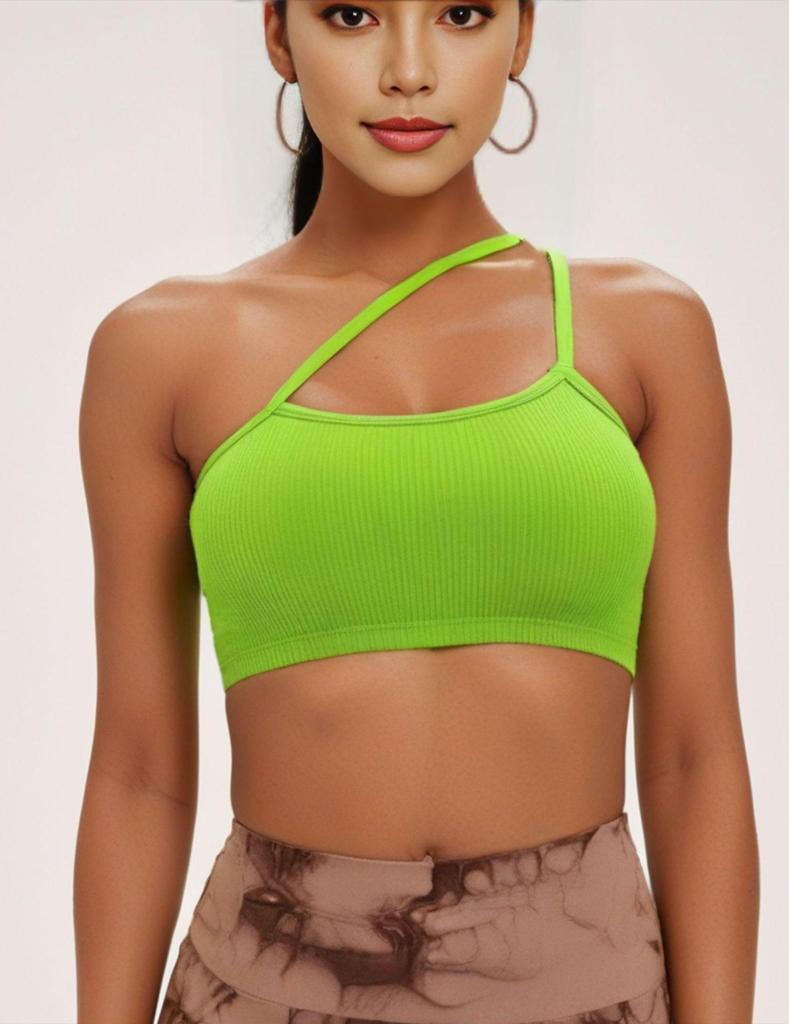 European-American Women's Sexy One-Shoulder Sports Bra - High-Impact Yoga Shock-Absorbing Back Support