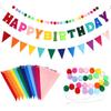 Pre-Strung Happy Birthday Banner Rainbow Happy Birthday Felt Garland Felt Pennant Flag Rainbow Party Decorations Personalized Holiday Sign for