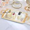 European-Style Rectangle Fruit Plate,Carving Snowflake Home Portable Platinum Metal Cake Tray,Storage Plate Wedding Decoration