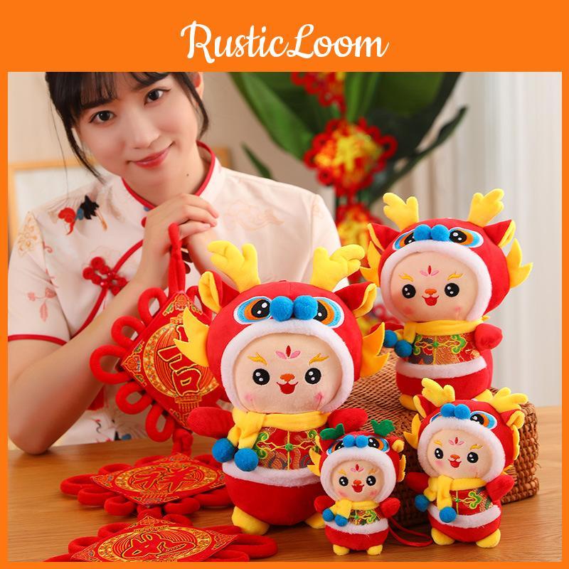 Tang Costume Dragon Doll 2024 New Year Mascot Plush Toy Red New Year Gift Dragon Year Mascot