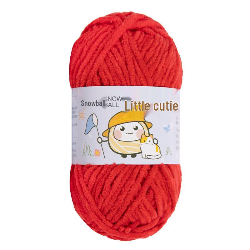DIY Handcrafted Cute Chenille Snowball Knit Scarf & Crochet Doll Bag