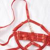 Metal Chain Design Interwoven Straps Erotic Lingerie Set