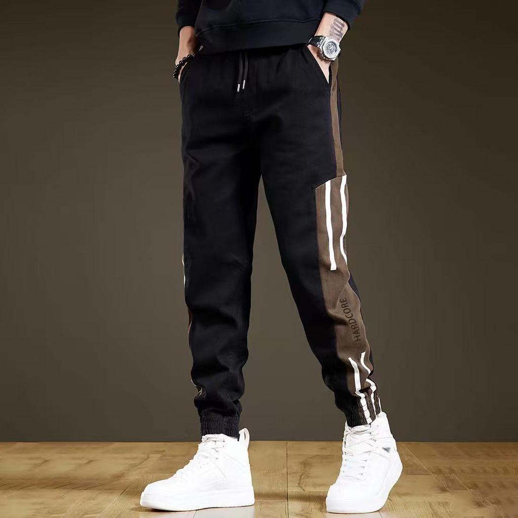 Men's Autumn Casual Side Stripe Jogger Pants – Trendy Loose Fit, Plus Size, Workwear Style