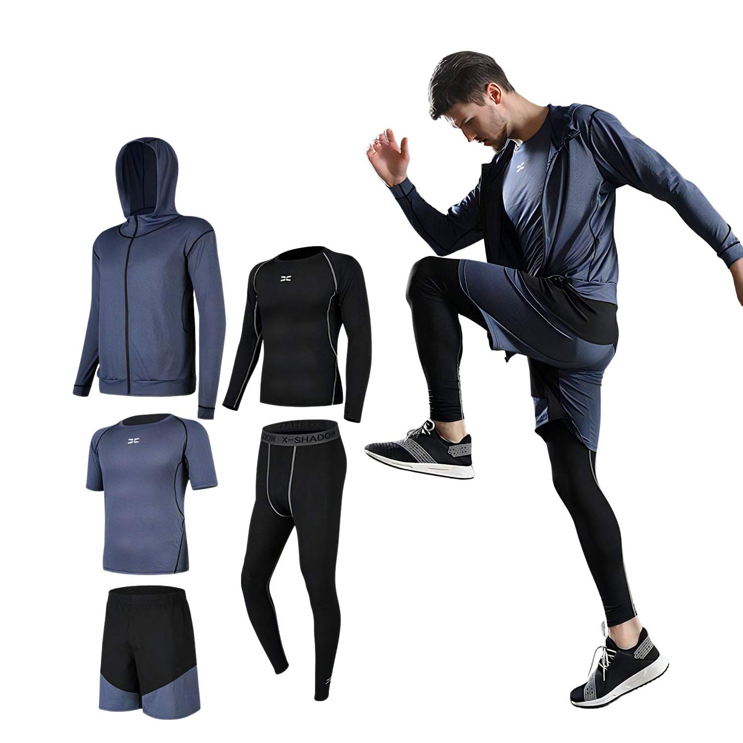

Compression Wear for Top and Bottom Training Sports Running Long Short B [HUGmeee] Men, Set, Wear, Wear, Wear, 5-Piece Set, Hoodie, Sleeves, Sleeves,