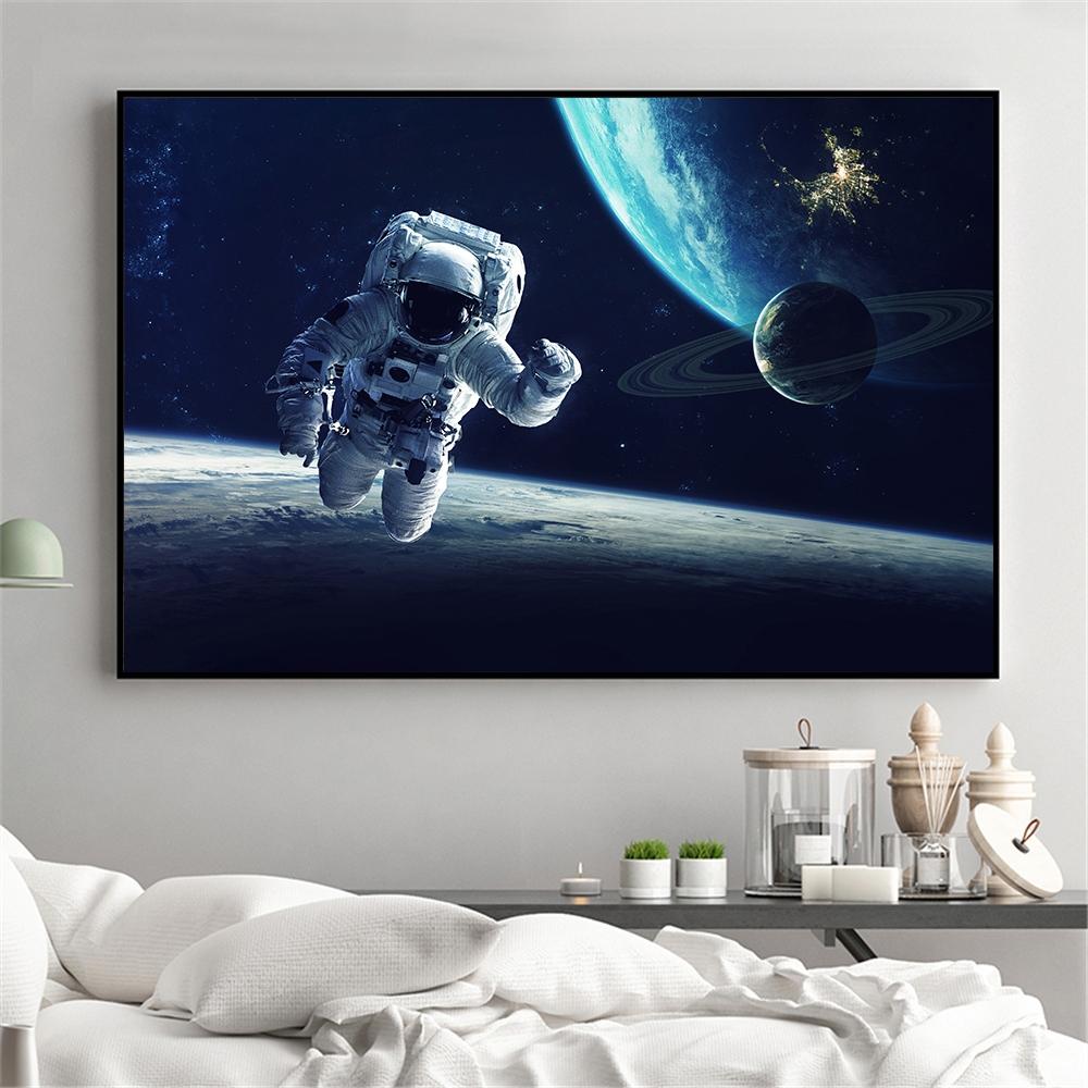 Galaxy Stars Posters And Prints On Canvas Astronaut's Planet Hole Space Painting Universe Earth Wall Home Ation Picture