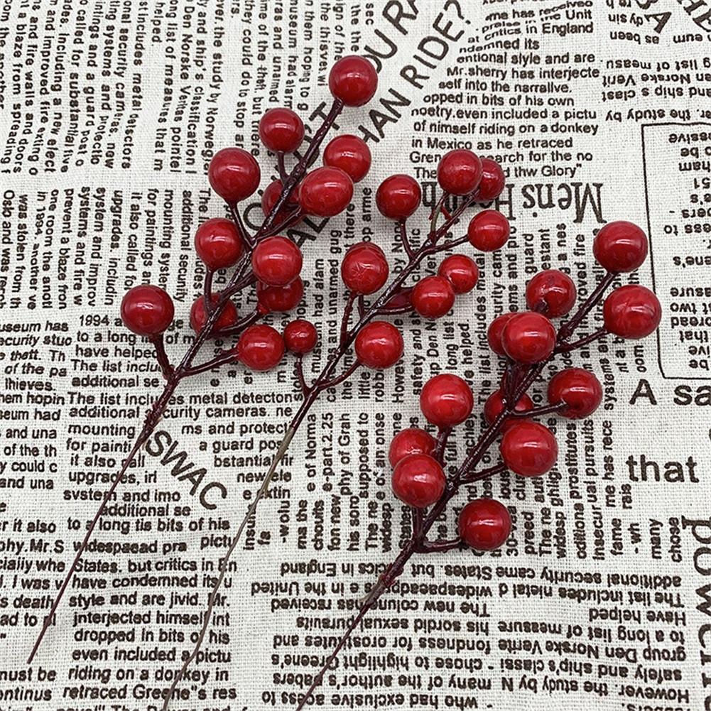 10Pcs Red Berries Stems Red Berry Artificia flowers  Craft Holiday Decor